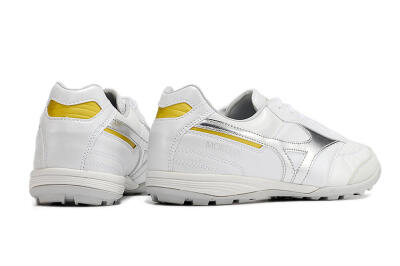 Men's Mizuno Morelia Sala Japan TF Artificial Turf Low-Tops Football Shoes - White/Silver/Yellow