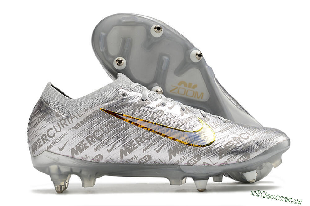 Men's Nike Air Zoom Mercurial Vapor 15 Elite SG Soft Ground Low-Tops Football Boots - Silver/Gold 2