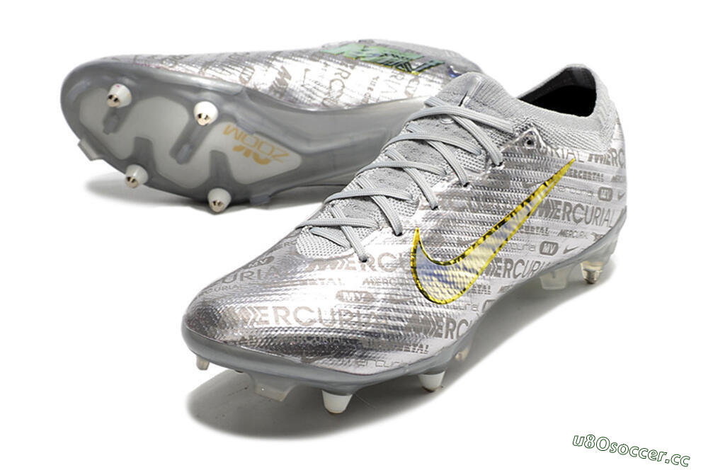 Men's Nike Air Zoom Mercurial Vapor 15 Elite SG Soft Ground Low-Tops Football Boots - Silver/Gold 3