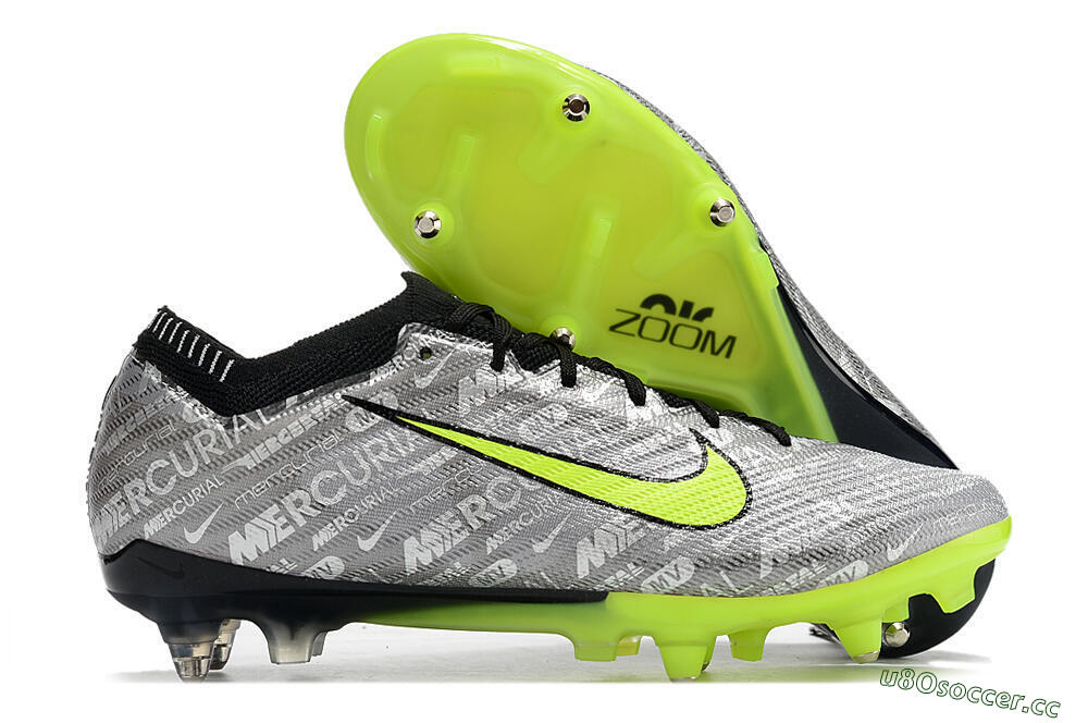 Men's Nike Air Zoom Mercurial Vapor 15 Elite SG Soft Ground Low-Tops Football Boots - Silver/Green/Black 2