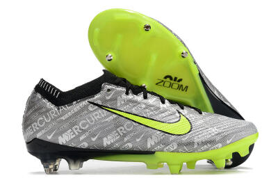 Men's Nike Air Zoom Mercurial Vapor 15 Elite SG Soft Ground Low-Tops Football Boots - Silver/Green/Black