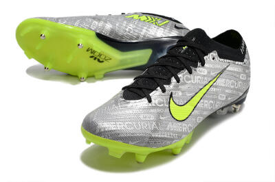 Men's Nike Air Zoom Mercurial Vapor 15 Elite SG Soft Ground Low-Tops Football Boots - Silver/Green/Black