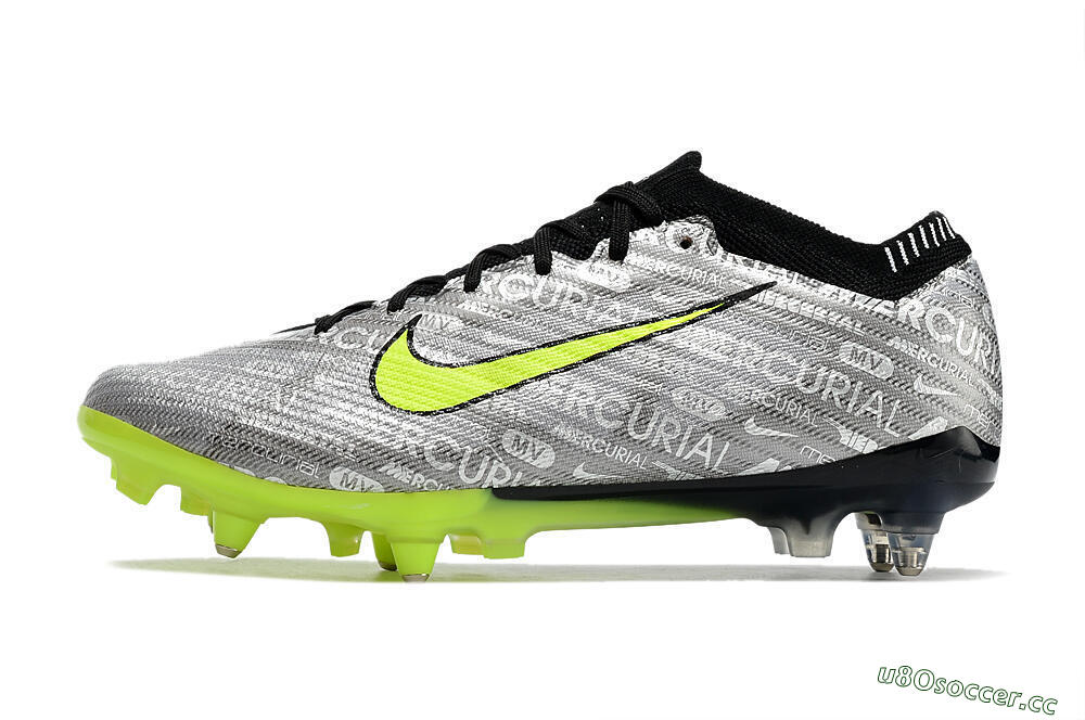 Men's Nike Air Zoom Mercurial Vapor 15 Elite SG Soft Ground Low-Tops Football Boots - Silver/Green/Black 0