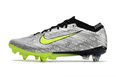 Men's Nike Air Zoom Mercurial Vapor 15 Elite SG Soft Ground Low-Tops Football Boots - Silver/Green/Black