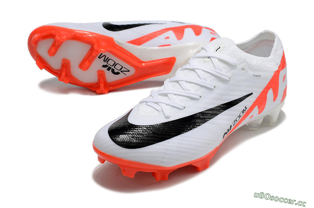 Men's Nike Air Zoom Mercurial Vapor 15 Elite FG Firm Ground Low-Tops Football Boots - White/Black/Red 3