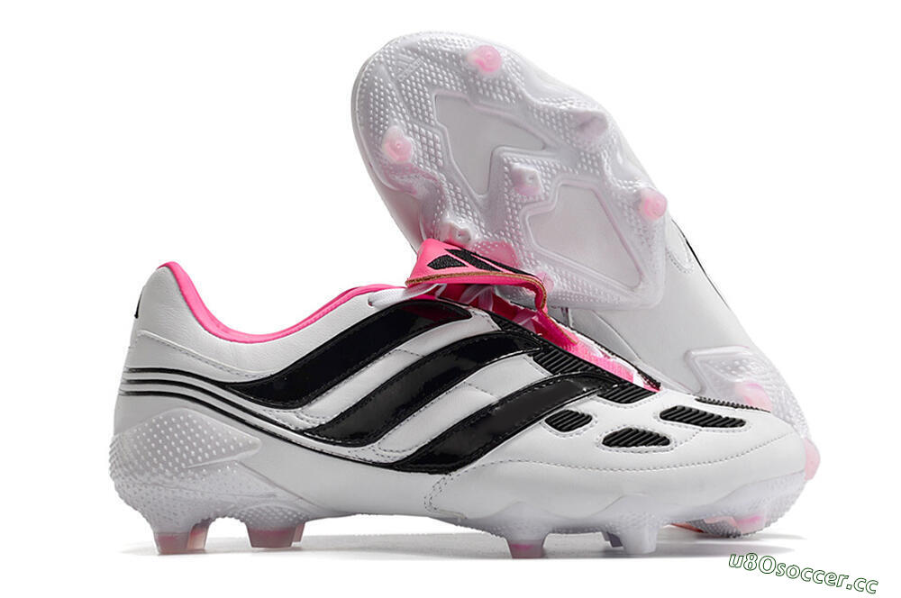 Men's Adidas Predator Precision FG Firm Ground Low-Tops Football Boots - White/Black/Pink 2
