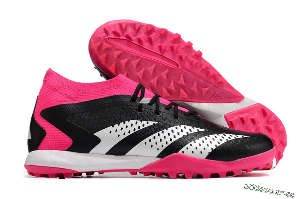Men's Adidas Predator Accuracy.1 TF Artificial Turf High-Tops Football Boots - Black/White/Pink 2