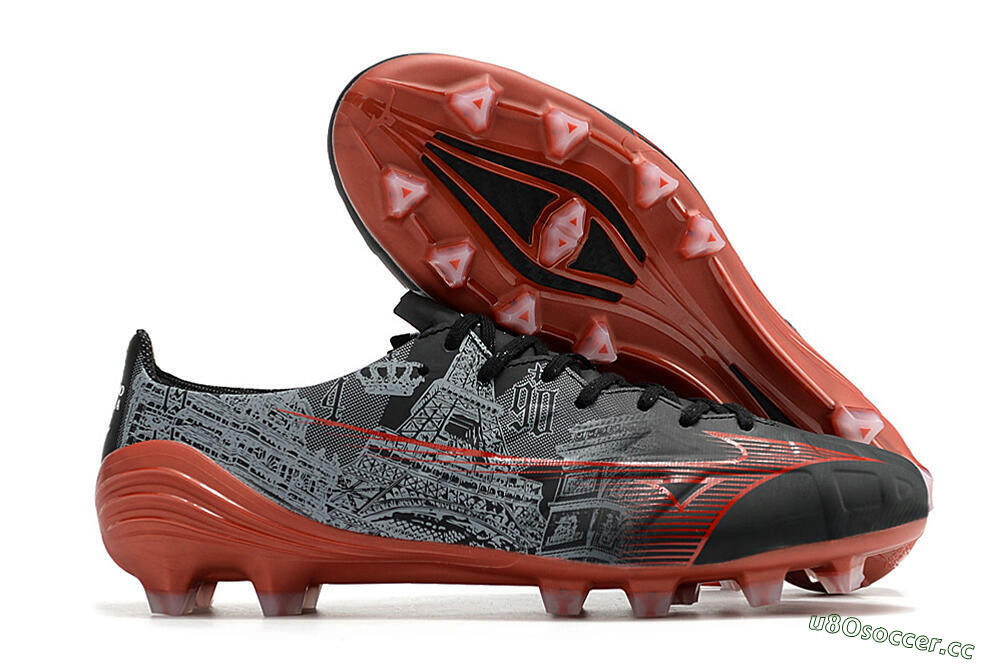 Men's Mizuno Morelia Alpha an FG Firm Ground Low-Tops Football Boots - Black/Red 2
