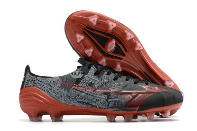 Men's Mizuno Morelia Alpha an FG Firm Ground Low-Tops Football Boots - Black/Red