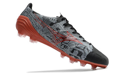 Men's Mizuno Morelia Alpha an FG Firm Ground Low-Tops Football Boots - Black/Red