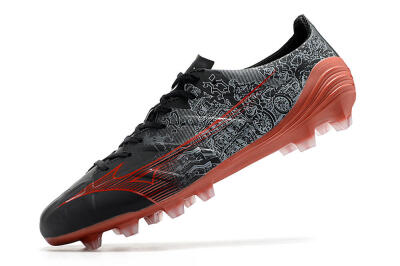 Men's Mizuno Morelia Alpha an FG Firm Ground Low-Tops Football Boots - Black/Red