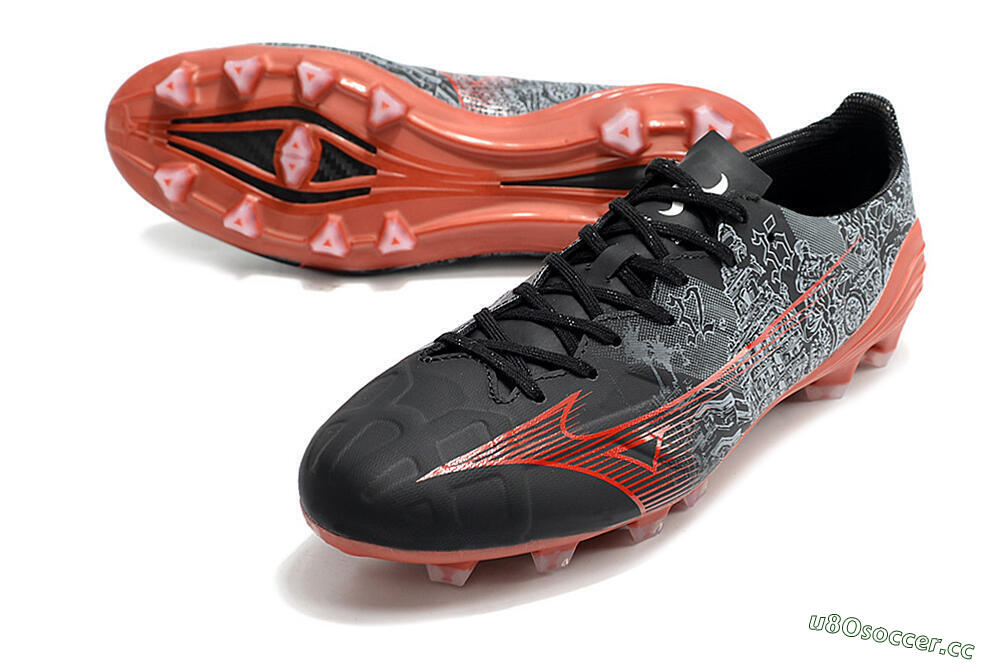 Men's Mizuno Morelia Alpha an FG Firm Ground Low-Tops Football Boots - Black/Red 3