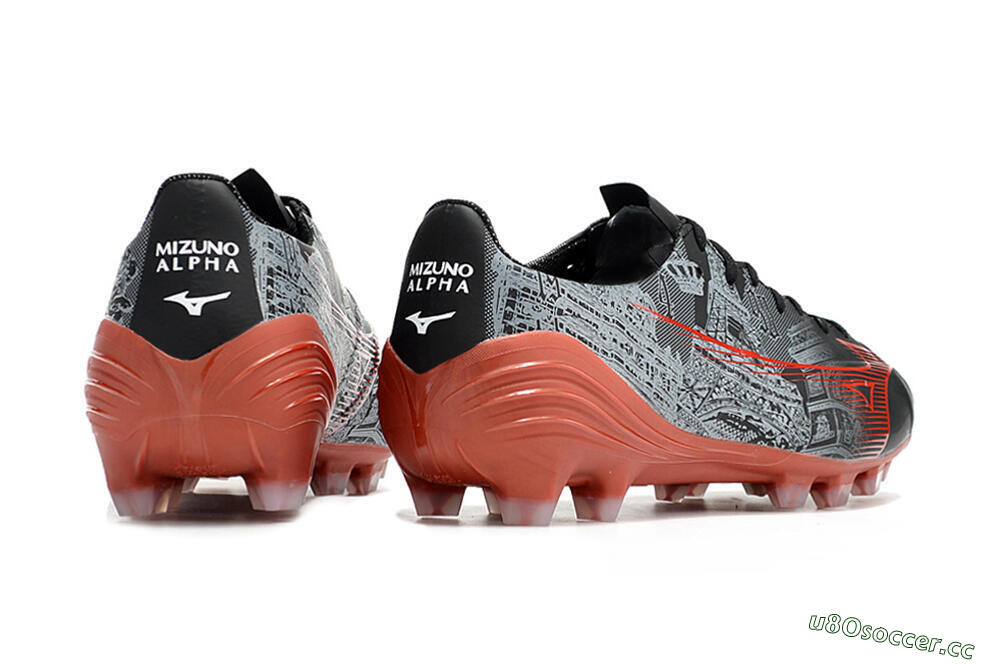 Men's Mizuno Morelia Alpha an FG Firm Ground Low-Tops Football Boots - Black/Red 6