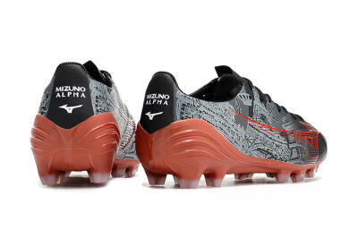 Men's Mizuno Morelia Alpha an FG Firm Ground Low-Tops Football Boots - Black/Red
