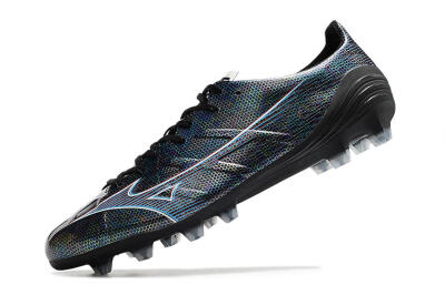 Men's Mizuno Morelia Alpha an FG Firm Ground Low-Tops Football Boots - Black/Blue