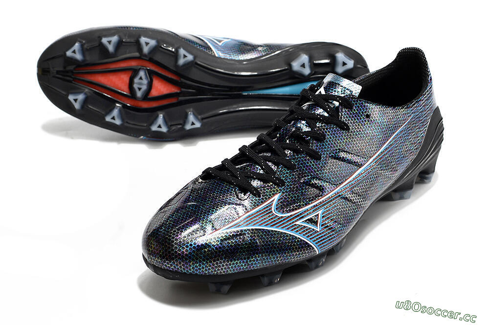 Men's Mizuno Morelia Alpha an FG Firm Ground Low-Tops Football Boots - Black/Blue 3