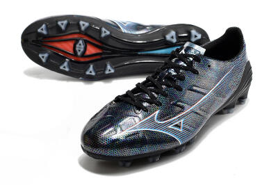 Men's Mizuno Morelia Alpha an FG Firm Ground Low-Tops Football Boots - Black/Blue