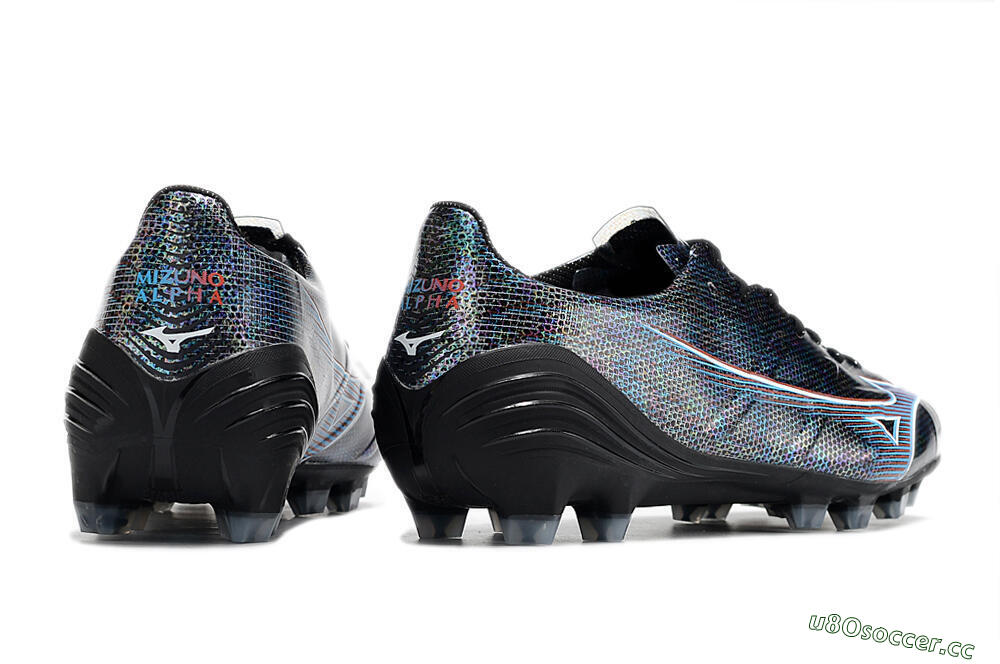 Men's Mizuno Morelia Alpha an FG Firm Ground Low-Tops Football Boots - Black/Blue 6