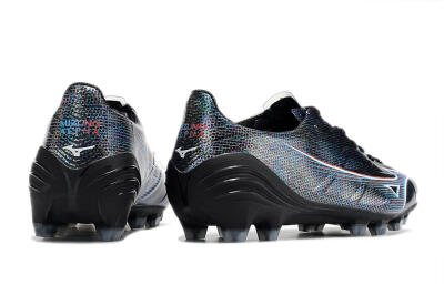 Men's Mizuno Morelia Alpha an FG Firm Ground Low-Tops Football Boots - Black/Blue