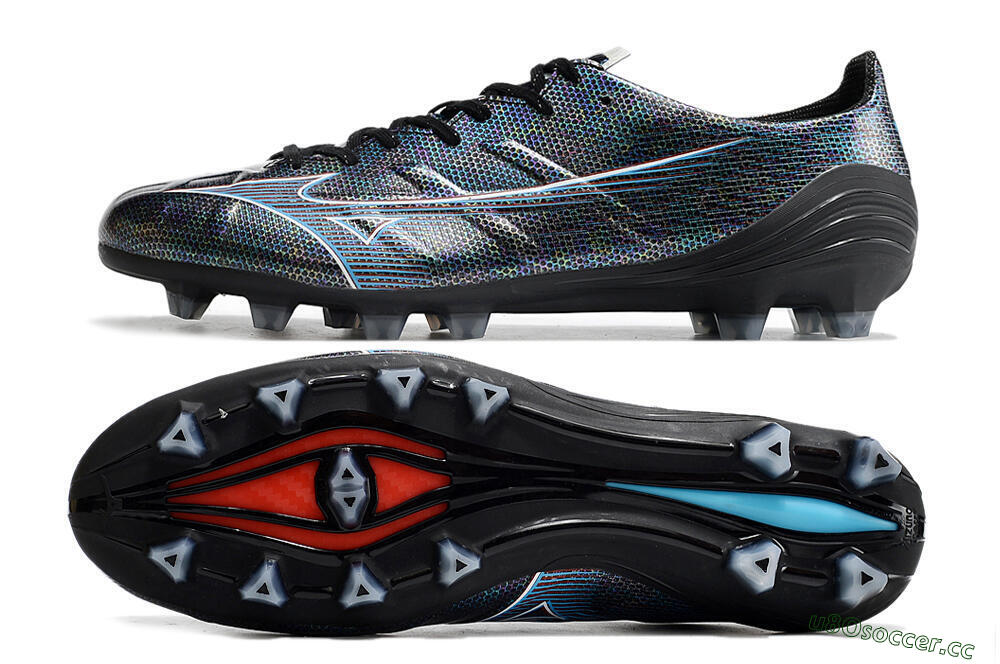 Men's Mizuno Morelia Alpha an FG Firm Ground Low-Tops Football Boots - Black/Blue 1