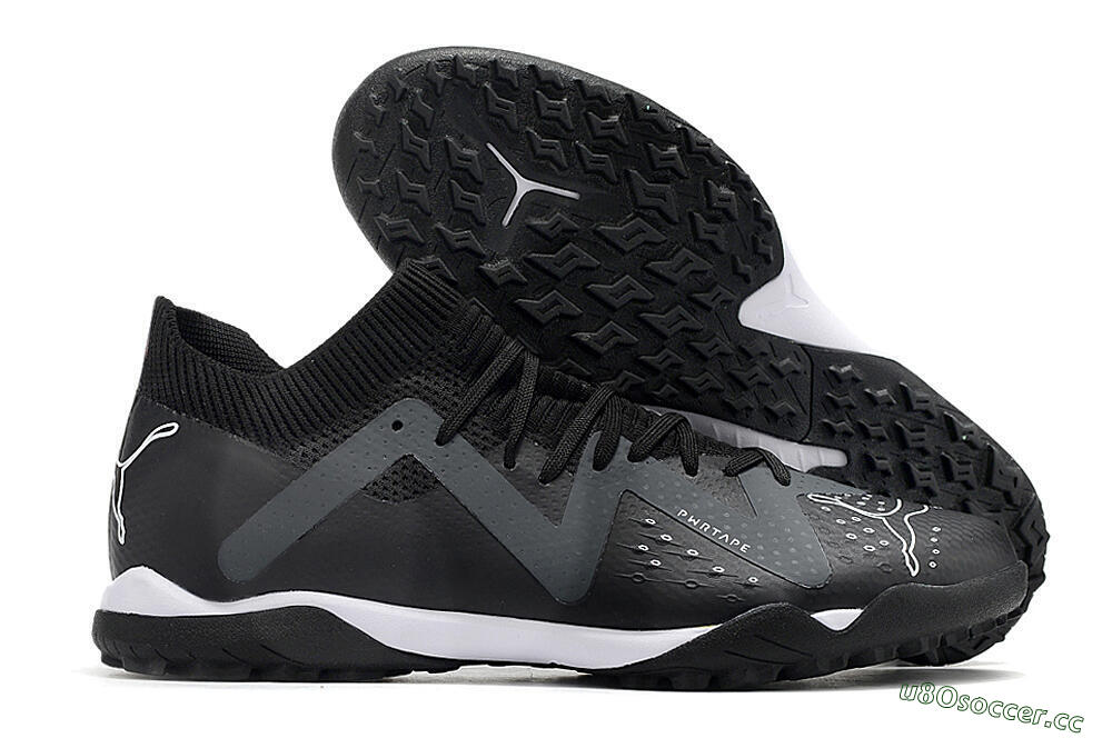 Men's Puma Future Match TT TF Artificial Turf Low-Tops Football Shoes - Black/White 2