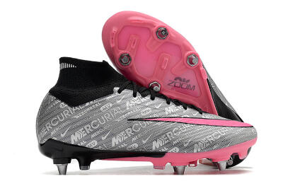 Men's Nike Air Zoom Mercurial Superfly 9 Elite SG Soft Ground High-Tops Football Boots - Silver/Black/Pink