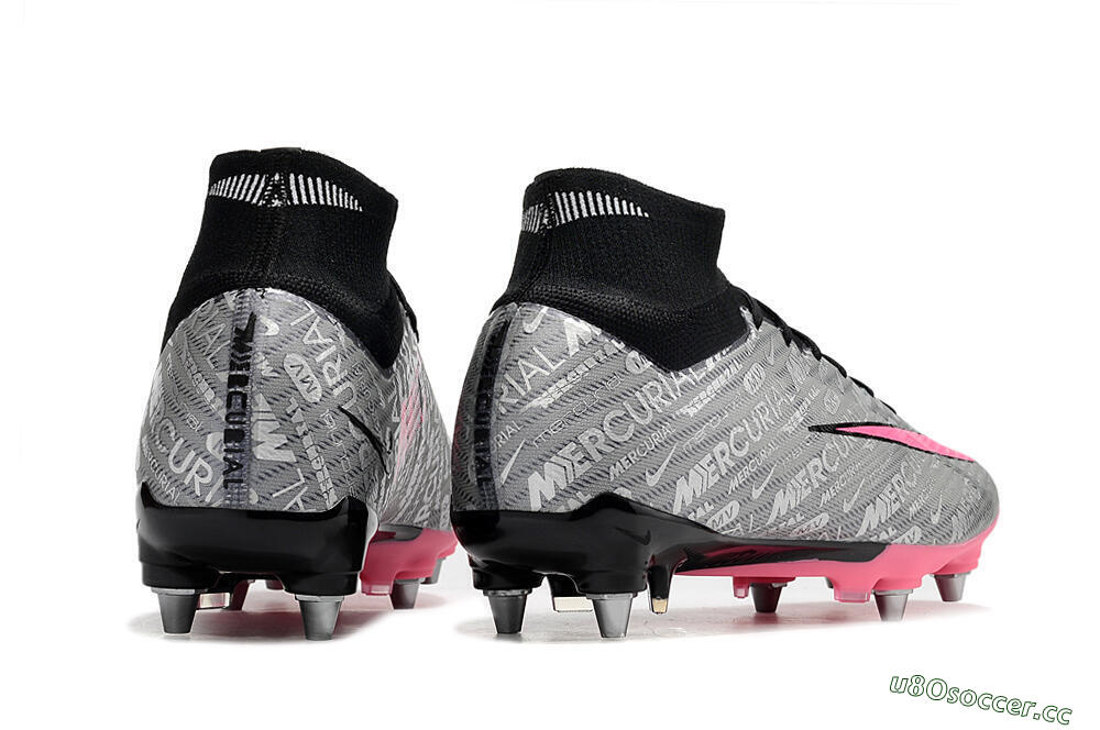 Men's Nike Air Zoom Mercurial Superfly 9 Elite SG Soft Ground High-Tops Football Boots - Silver/Black/Pink 6