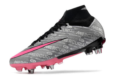 Men's Nike Air Zoom Mercurial Superfly 9 Elite SG Soft Ground High-Tops Football Boots - Silver/Black/Pink