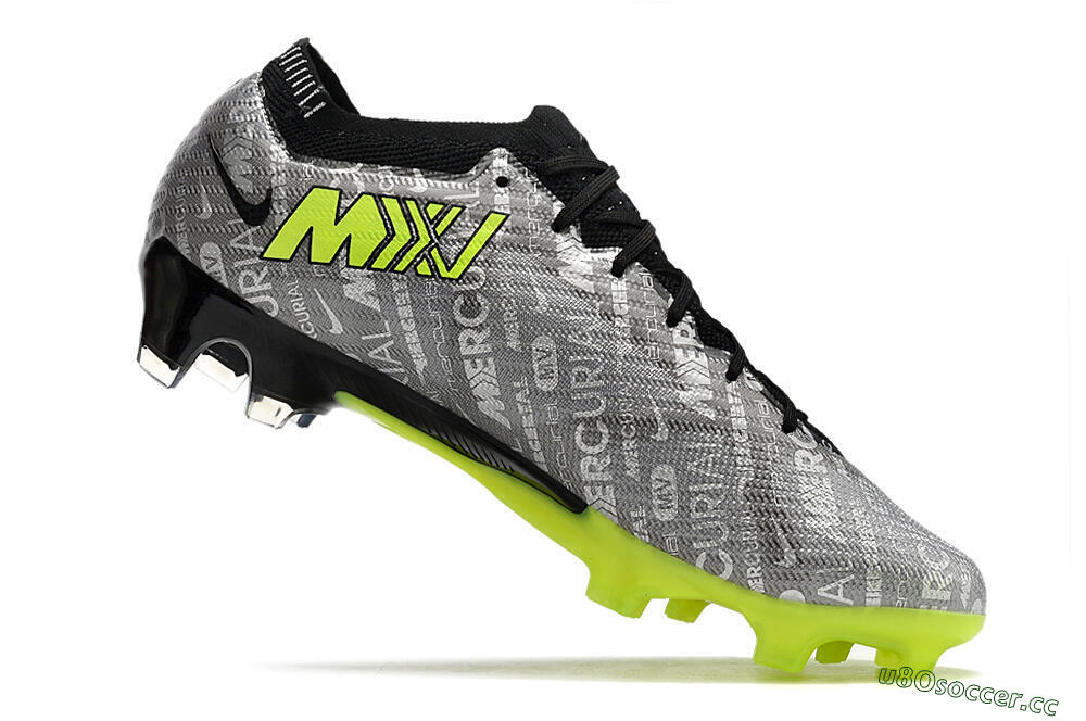 Unisex Nike AIR Zoom Mercurial Vapor 15 Elite FG Firm Ground Low-Tops Football Boots - Silver/Green/Black 4