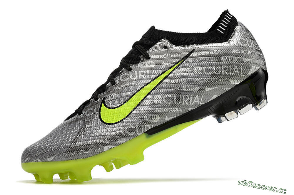 Unisex Nike AIR Zoom Mercurial Vapor 15 Elite FG Firm Ground Low-Tops Football Boots - Silver/Green/Black 5