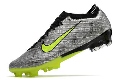 Unisex Nike AIR Zoom Mercurial Vapor 15 Elite FG Firm Ground Low-Tops Football Boots - Silver/Green/Black