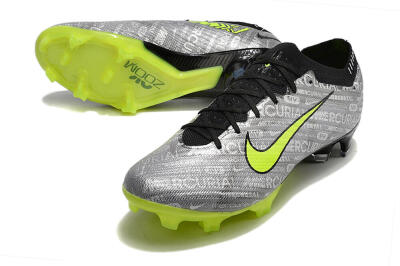 Unisex Nike AIR Zoom Mercurial Vapor 15 Elite FG Firm Ground Low-Tops Football Boots - Silver/Green/Black