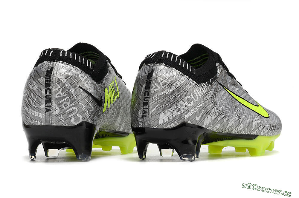 Unisex Nike AIR Zoom Mercurial Vapor 15 Elite FG Firm Ground Low-Tops Football Boots - Silver/Green/Black 6