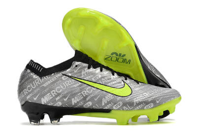 Unisex Nike AIR Zoom Mercurial Vapor 15 Elite FG Firm Ground Low-Tops Football Boots - Silver/Green/Black