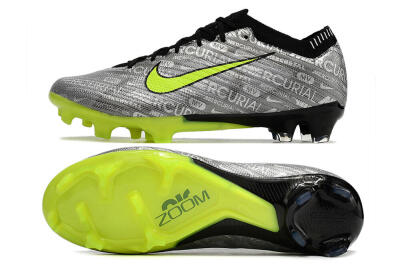 Unisex Nike AIR Zoom Mercurial Vapor 15 Elite FG Firm Ground Low-Tops Football Boots - Silver/Green/Black