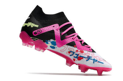 Men's Puma Future X Powercat Tokyo Match FG Firm Ground Low-Tops Football Boots - White/Black/Green/Pink