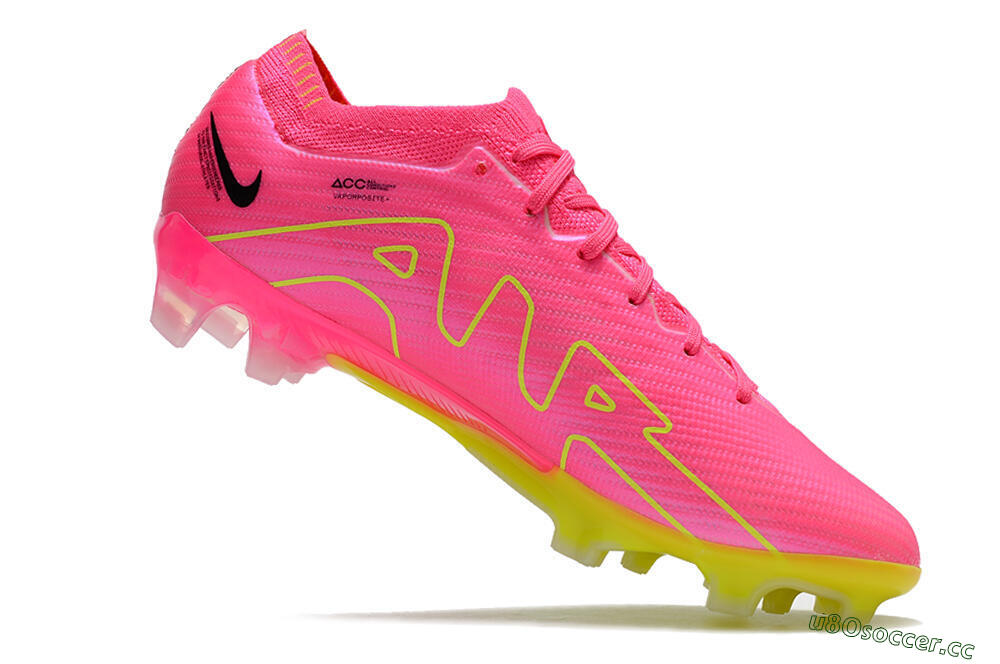 Men's Nike Air Zoom Mercurial Vapor 15 Elite FG Firm Ground Low-Tops Football Boots - Pink/Green/Black 4