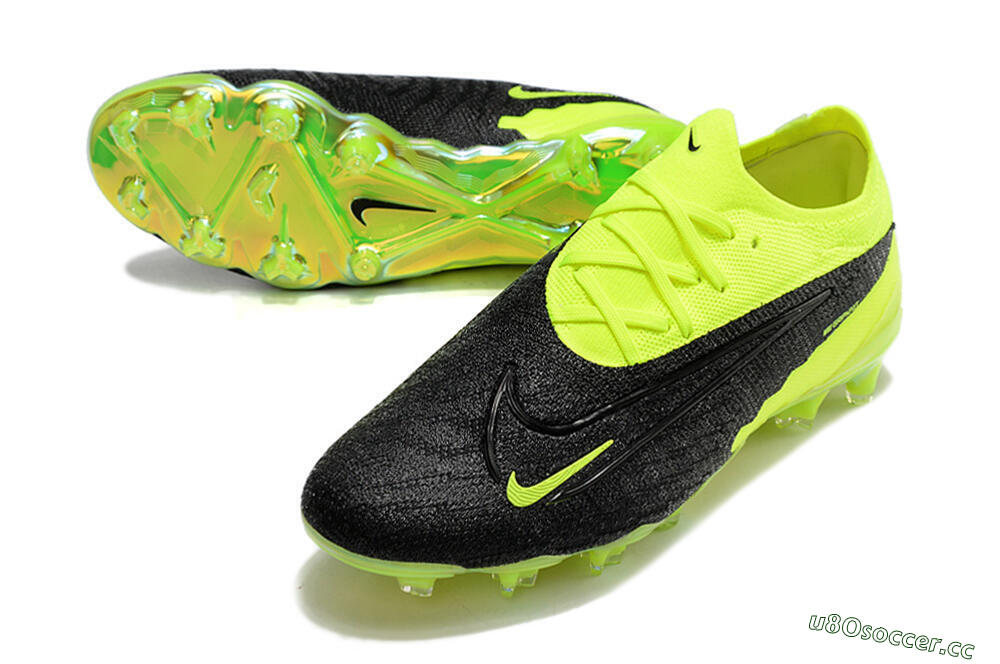 Men's Nike Phantom GX Elite FG Firm Ground Low-Tops Football Boots - Black/Green 3