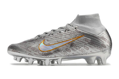 Men's Nike Air Zoom Mercurial Superfly 9 Elite AG Artificial Grass High-Tops Football Boots - Silver/Gold