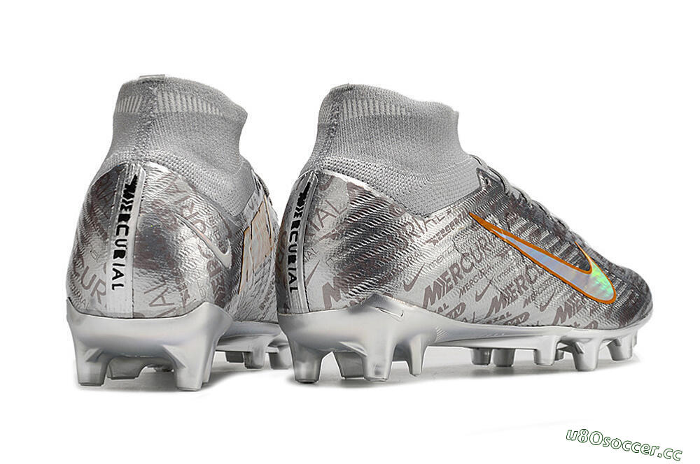 Men's Nike Air Zoom Mercurial Superfly 9 Elite AG Artificial Grass High-Tops Football Boots - Silver/Gold 6