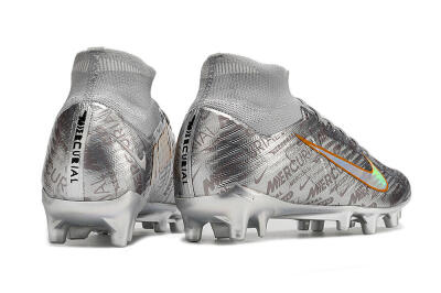 Men's Nike Air Zoom Mercurial Superfly 9 Elite AG Artificial Grass High-Tops Football Boots - Silver/Gold