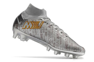 Men's Nike Air Zoom Mercurial Superfly 9 Elite AG Artificial Grass High-Tops Football Boots - Silver/Gold