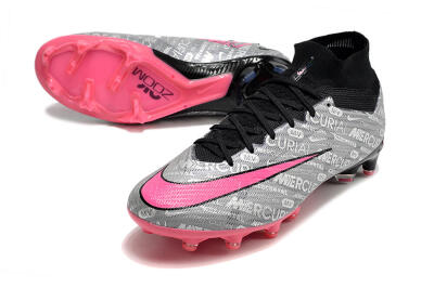Men's Nike Air Zoom Mercurial Superfly 9 Elite AG Artificial Grass High-Tops Football Boots - Silver/Black/Pink