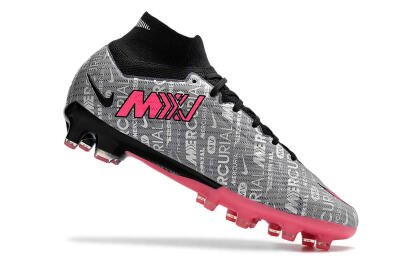 Men's Nike Air Zoom Mercurial Superfly 9 Elite AG Artificial Grass High-Tops Football Boots - Silver/Black/Pink