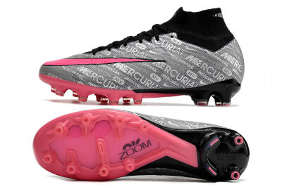 Men's Nike Air Zoom Mercurial Superfly 9 Elite AG Artificial Grass High-Tops Football Boots - Silver/Black/Pink