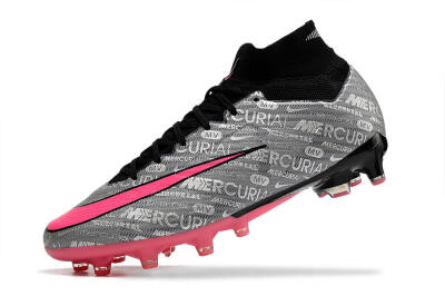 Men's Nike Air Zoom Mercurial Superfly 9 Elite AG Artificial Grass High-Tops Football Boots - Silver/Black/Pink