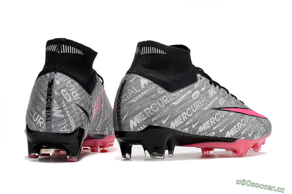 Men's Nike Air Zoom Mercurial Superfly 9 Elite AG Artificial Grass High-Tops Football Boots - Silver/Black/Pink 6