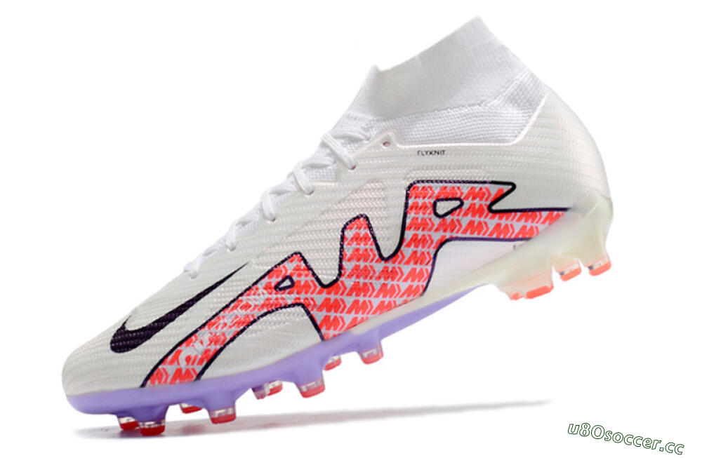 Men's Nike Air Zoom Mercurial Superfly 9 Elite AG Artificial Grass High-Tops Football Boots - White/Pink 5