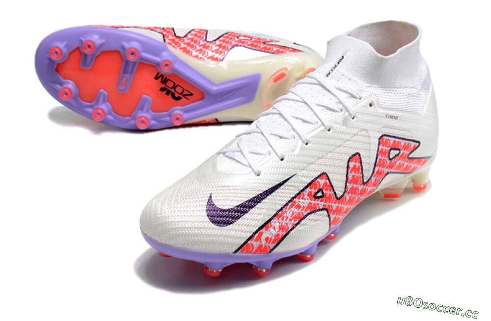 Men's Nike Air Zoom Mercurial Superfly 9 Elite AG Artificial Grass High-Tops Football Boots - White/Pink 3