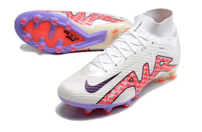 Men's Nike Air Zoom Mercurial Superfly 9 Elite AG Artificial Grass High-Tops Football Boots - White/Pink